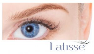 closeup to a womans eye with a Latisse caption