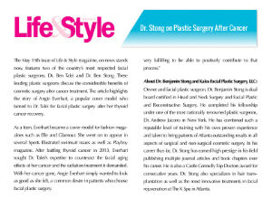 Magazine article featuring Dr. Ben Talei and Dr. Ben Stong discusses plastic surgery after cancer, highlighting their expertise and contributions to patient care.