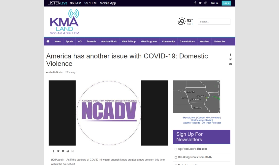 article : "America has another issue with Covid 19: Domestic Violence"
