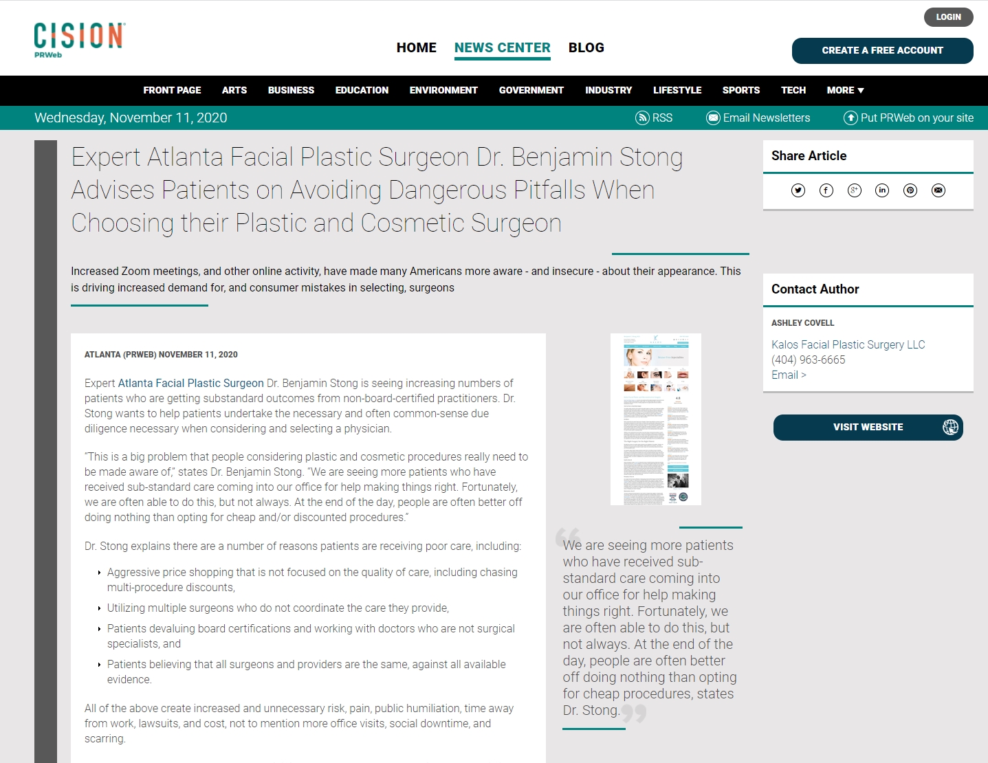 screenshot of the article