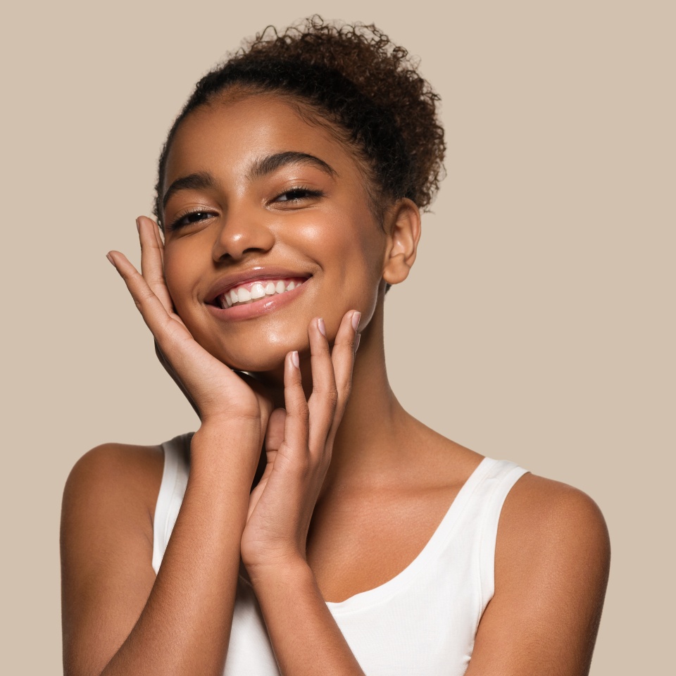 Beauty black skin woman face cosmetic portrait