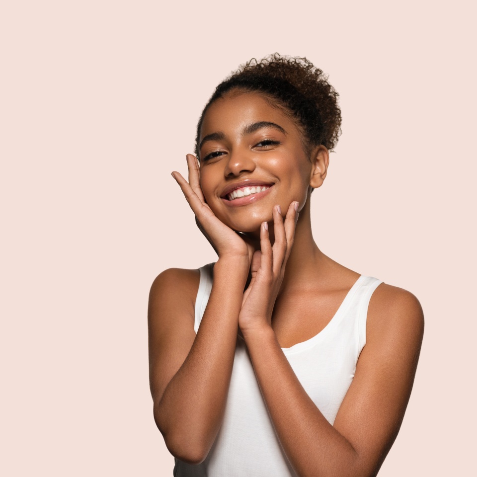 Beauty black skin woman face cosmetic portrait