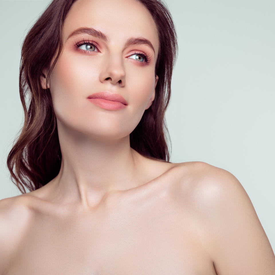 Photo portrait of pretty young girl charming model shopping spa salon isolated on light gray color background