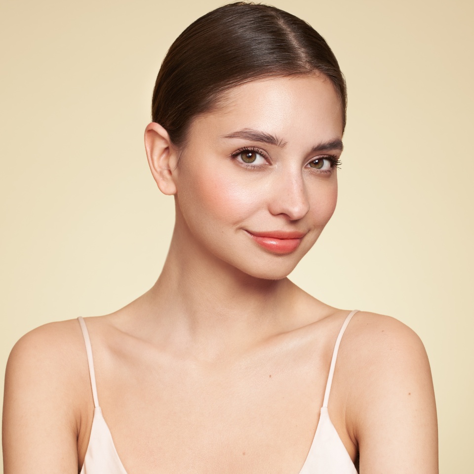 Portrait beautiful young woman with clean fresh skin. Model with healthy skin, close up portrait. Cosmetology, beauty and spa