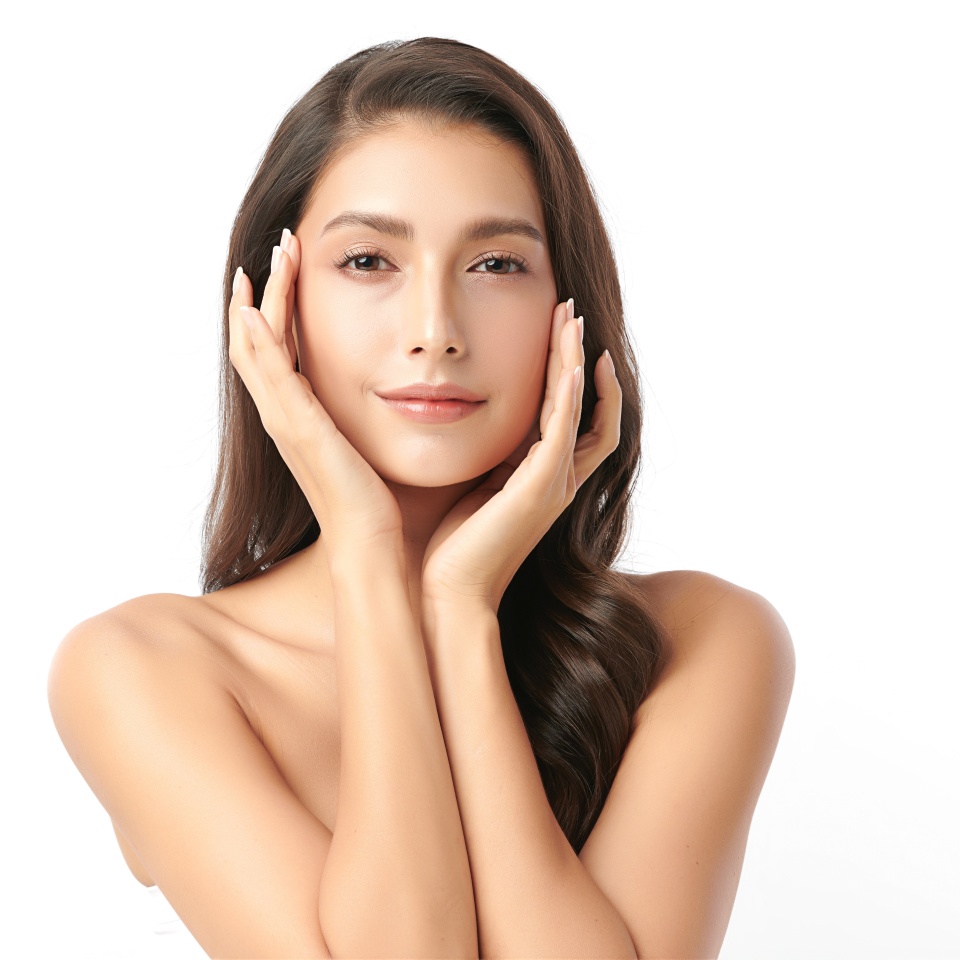 Beautiful young asian woman with clean fresh skin on white background, Face care, Facial treatment, Cosmetology, beauty and spa, Asian women portrait.