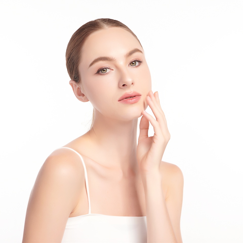 Beautiful young woman with clean fresh skin on white background, Face care, Facial treatment, Cosmetology, beauty and spa, women portrait.