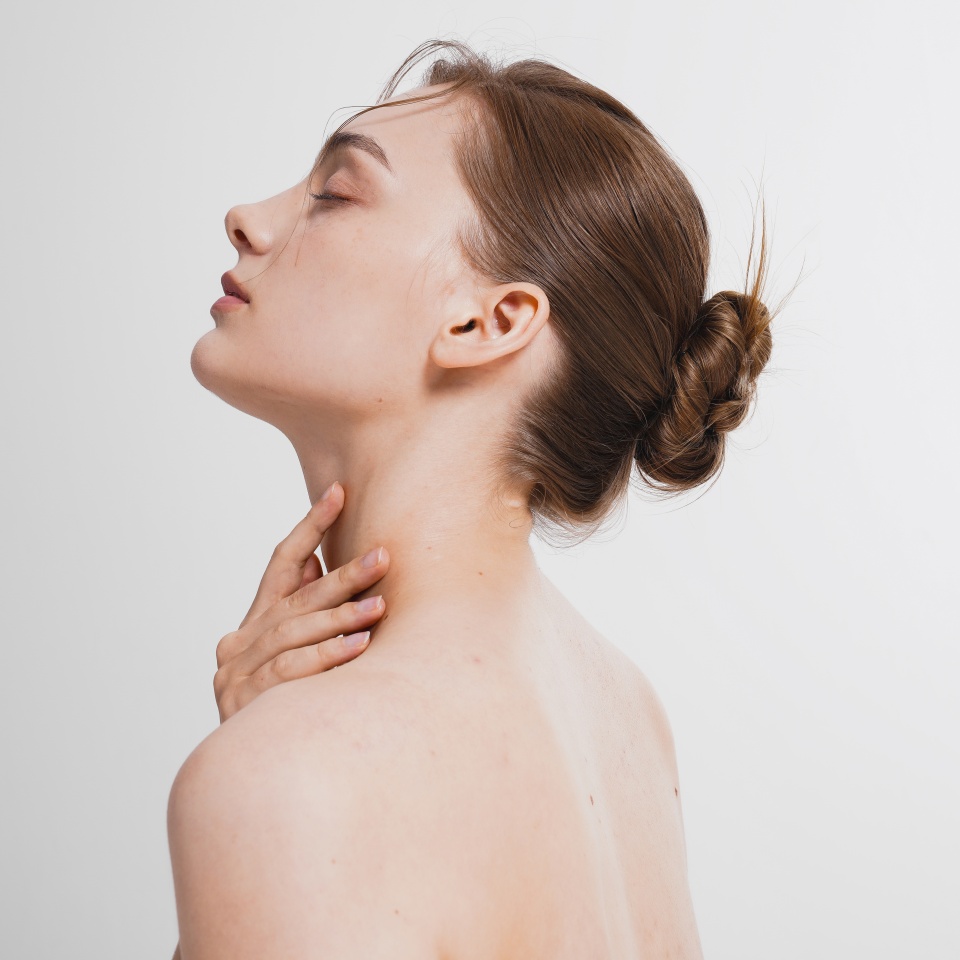 Natural and stylish skincare images of young Western woman