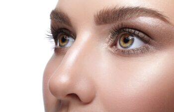 Closeup shot of female face with eye day makeup