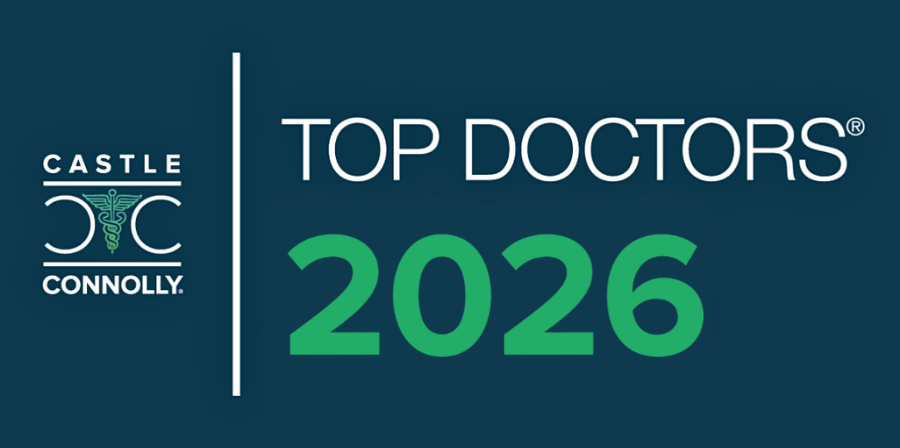 Castle Connolly Top Doctors 2026 logo with text and a medical symbol on a dark blue background.